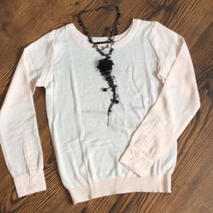 5% Cashmere sweater with woven sleeve